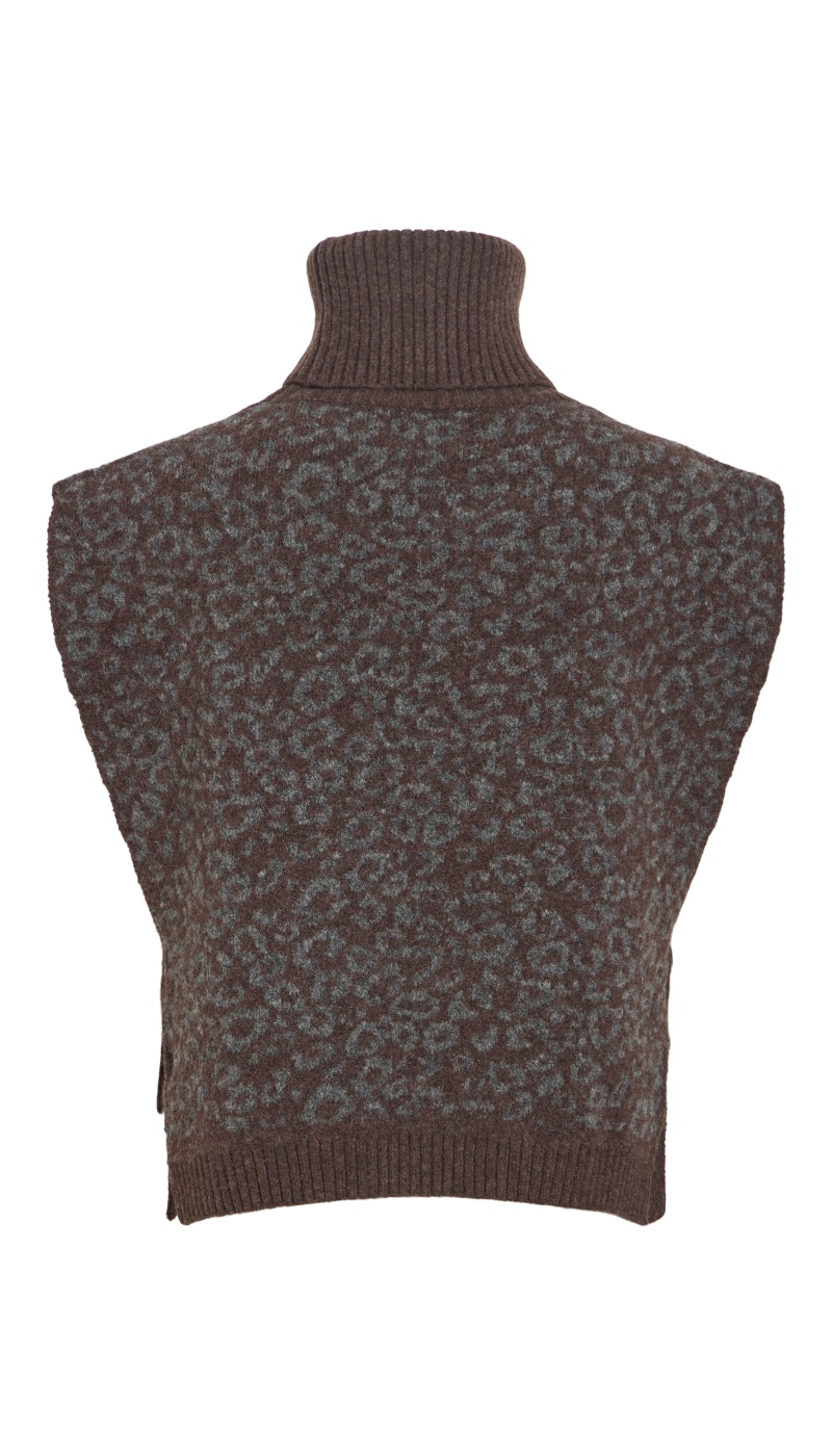 Poncho Léopard Coffee Bean VILEOLINE VILA - 5 | TOP